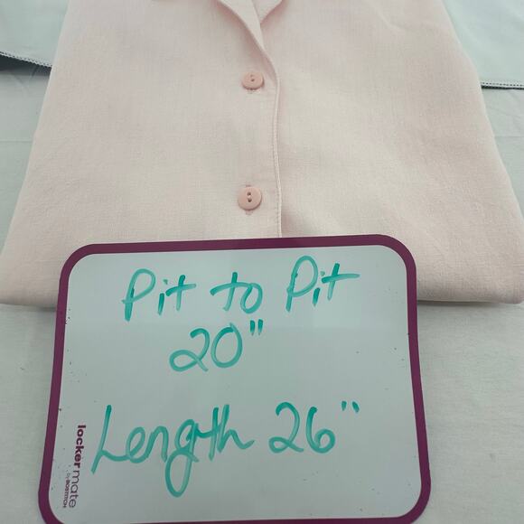 VTG Giorgio Sant Angelo Button Up Shirt Medium Linen Blend Powder Pink Soft Girl - Picture 5 of 5